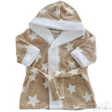 FBR40-BR: Beige Star Hooded Robe (0-24 Months)